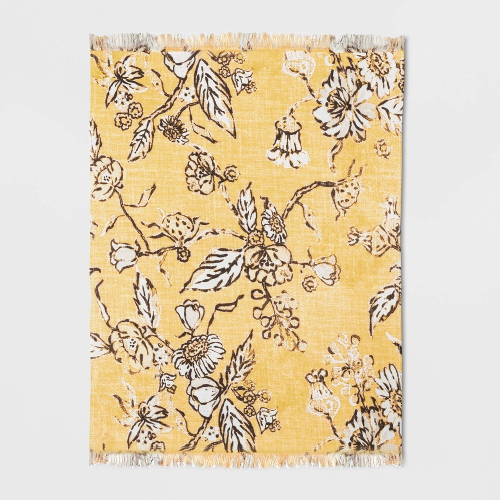 Photos - Tablecloth / Napkin Cotton Flower Printed Fused Placemat Yellow - Threshold™