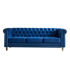 NicBex 84.65 Inch Modular Sectional Sofa Couch with Tufted Backrest Mid-Century 3-Seater Sofa with Gold Ribbon Decoration for Living Room - 1 of 4