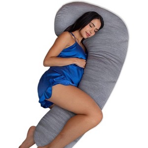 Pharmedoc Pregnancy Pillows J-shape Full Body Maternity Pillow, Grey Cooling Cover - 1 of 4
