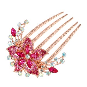 Unique Bargains Women's Rhinestone Inlaid Flower Hair Side Comb 3.54"x2.76" 1 Pc - 1 of 4
