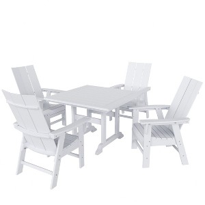 WestinTrends 5 Piece Outdoor Patio Dining Square Table and Modern Armchair Set - 1 of 2