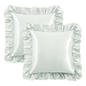 PiccoCasa Envelope Closure Satin Ruffled Pillowcase 2 Pcs - 1 of 4