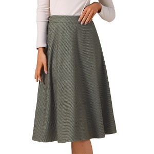 INSPIRE CHIC Women's Flowy Vintage Striped High Waist A-Line Midi Skirt - 1 of 4