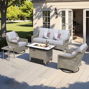 XIZZI OUTDOOR SWIVEL ROCKER SETS: 3-PC Rocker + Modular Sofa & Fire Pit Options - All-Weather Fabric, 8 Color Choices for Patio, Garden, Poolside - 1 of 4