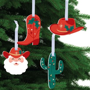 Big Dot of Happiness Christmas Cowboy Ornament Set, Western Santa Claus Holiday Decorations, Western Cowboy Christmas Tree Ornaments - Set of 12 - 1 of 4