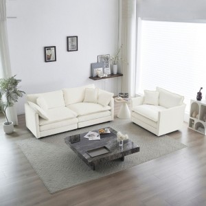 Chenille Upholstered 2-Seater Loveseat & Accent Chair Set, 2-Piece Living Room Sofa Furniture (1+2 Seats) - 1 of 4