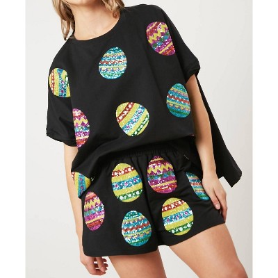 Women's Sequin Easter Egg Top - FANTASTIC FAWN