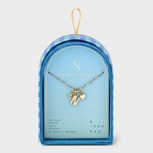 14K Gold Dipped Charm Initial Pendant Necklace - A New Day™ Gold - 1 of 4