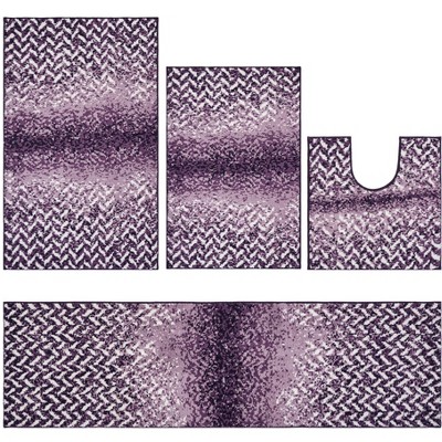 Casablanca Collection 100% Micro Polyester 4 Piece Bath Rug Set - Better Trends