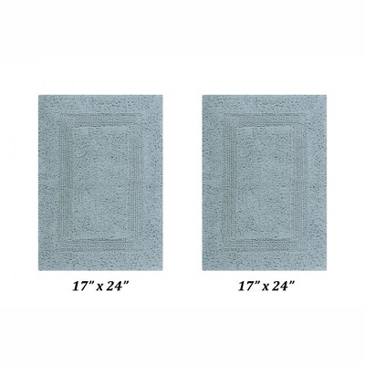 Lux Premium 100% Cotton Tufted Solid Reversible 2 PC Bath Rug Set – Ultra-Soft, Water-Absorbent, Durable, Machine Washable Bathroom Rug
