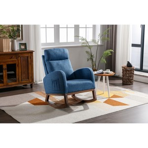 NicBex 20" Modern Rocking Chair Linen Accent Chairs with Side Pockets&High Back for Living Room,Nursery Glider Accent Chair,300lbs Max - 1 of 4