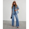 Clearlove Women's Wide Leg Jeans High Waisted Strechy JeansStraight Raw Hem Loose Casual Denim - Blue,X Large - 3 of 4