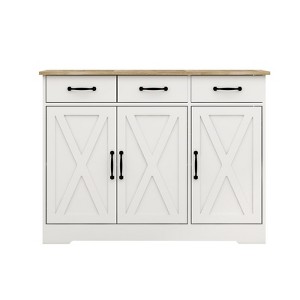 NicBex Sideboard Buffet Cabinet with Storage Farmhouse 3-Door Coffee Bar Cabinet with 3 Drawers for Kitchen,Living Room,White - 1 of 4