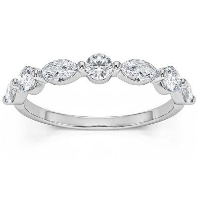 Pompeii3 1Ct Marquise & Round Diamond Wedding Ring in White, Yellow, or Rose Gold