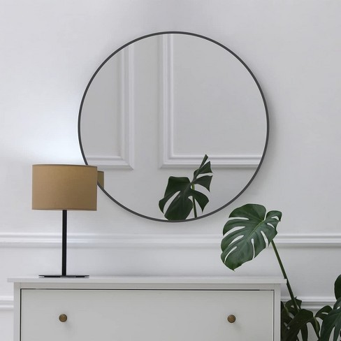 Black Circle Mirror Wall Decor,thin Frame Mirror,round Bathroom Mirror ...