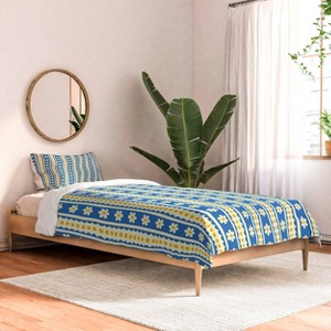 Deny Designs Twin/Twin Extra Long Jenean Morrison Feedsack Striped Comforter and Pillow Shams Blue: Abstract Pattern, Machine Washable - 1 of 3