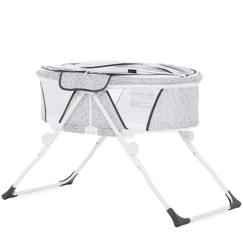 Dream On Me JPMA Certified Karley Plus Portable Bassinet With Removable Canopy And Folding Legs in Cool Grey, 5 of 14