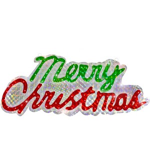 Northlight Lighted Holographic Merry Christmas Sign Outdoor Decoration - 45.5" - Multi Lights - 1 of 3
