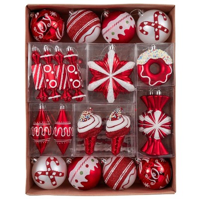 60pc Sweets and Candy Theme Christmas Ornament Bundle, Assorted Bauble off Candies, Ice Cream, Donut, and Glittery Round Balls| OrnamentallyYou