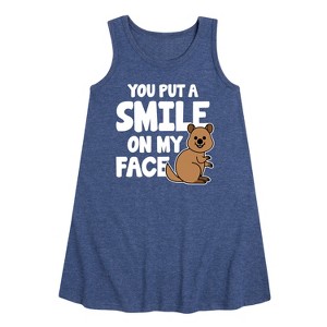 Girls' - Instant Message - You Put A Smile On My Face Graphic Sleeveless Aline Dress - 1 of 4