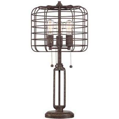 Franklin Iron Works Industrial Table Lamp 30" Tall Rustic Metal Cage Accent Edison Bulb for Living Room Family Bedroom Bedside Nightstand