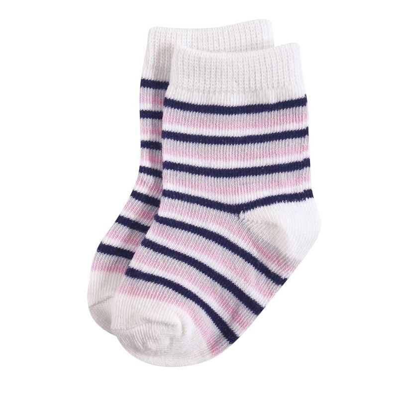 Touched by Nature Baby Girl Organic Cotton Socks, Navy Lt. Pink, 4 of 11