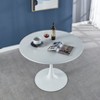 42.1inWhite Tulip Table Mid-century Dining Table for 4-6 people With Round Mdf Table Top, Pedestal Dining Table, End Table Leisure Coffee Table - 2 of 4