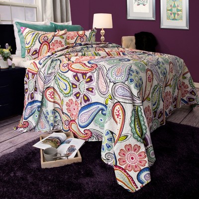 Hastings Home Lizzie 3-Piece Quilt Set - Classic Paisley Quilt with 2 Pillow Shams - Machine Washable Lightweight Bedding