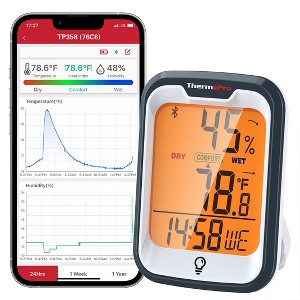 ThermoPro TP358W Hygrometer Indoor Thermometer for Home (iOS & Android) Bluetooth Hygrometer Thermometer Range to 260FT Humidity Monitor - 1 of 4