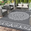 Acekool Outdoor Plastic Area Rug, Weather-Resistant, Easy Clean, Foldable Non Slip Base, Compass, Gray Blue White, Multiple Sizes - 2 of 4