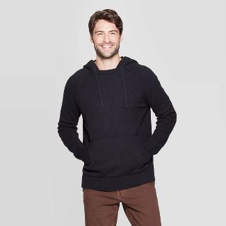 Men's Standard Fit Crew Neck Neck Hooded Pullover Sweater - Goodfellow & Co™ Black XL