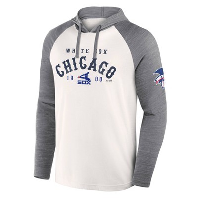 MLB Chicago White Sox Men's White Long Sleeve Lightweight Bi-Blend Hooded Sweatshirt