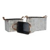 Set of 3 Rustic Whitewashed Pattern Galvanized Metal Decorative Storage Bins With Faux Leather Handles - Foreside Home and Garden - 3 of 4
