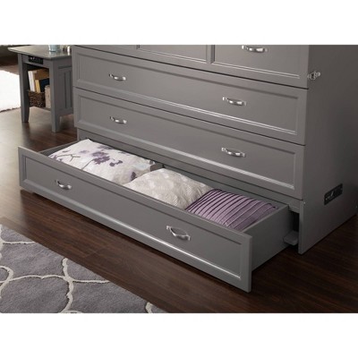 Deerfield Gray Farmhouse Queen Murphy Bed Chest with Charging Station