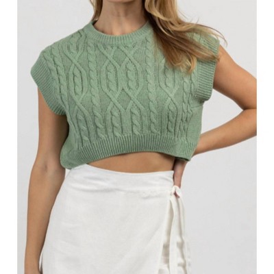 Women's CABLEKNIT NORA CROP TANK - Mimosa