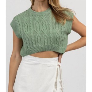 Women's CABLEKNIT NORA CROP TANK - Mimosa - 1 of 4