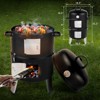 KTMBDW Vertical Steel Charcoal Smoker, Heavy Duty Double Layer Round BBQ Grill for Outdoor Cooking, Black - 2 of 4