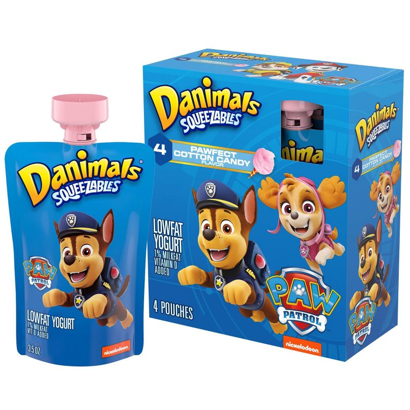 Danimals Cotton Candy Kids&#39; Squeezable Yogurt - 4ct/3.5oz Pouches, 1 of 12