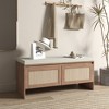 Kumasinova Boho Style PP Rattan Storage Shoe Bench with Cushion,Sturdy Wooden Entrayway Bench for Seating and Storage,2-Door Shoe Organizer - 4 of 4