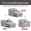 3-in-1 Convertible Chaise Lounge Chair Pull-out Sofa Bed Sleeper Chair Accent Chair with Adjustable Backrest, Gray/Beige-HABITRIO - 4 of 4