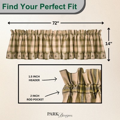 Park Designs Plaid Pine Lodge Cotton Valance with Embroidered Pinecones