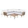 Outdoor Sectional Sofa Set with Table, Modular Corner Design Sofa for Patio Use, Acacia Wood Frame Sofa with Gray Polyester Cushions-Coolbibila - 4 of 4