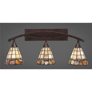 Toltec Lighting Bow 3 - Light Vanity in  Bronze with 7" Cobblestone Art Glass Shade - 1 of 1