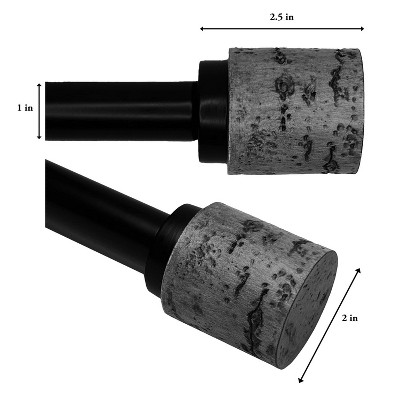 Versailles Esencial Cork Steel Heavy Duty Curtain Rod Set for Windows Black