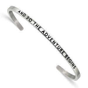 Black Bow Jewelry 3mm Stainless Steel Enamel & Crystal ADVENTURE BEGINS Cuff Bracelet - 1 of 4