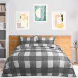 3pcs Plaid Comforter Sets Duvet Set with 2 Piece Pillowcase for Bedding