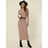 Seta T Women's V Neck Long Sleeve Fall Winter Casual Midi Dresses - 3 of 4