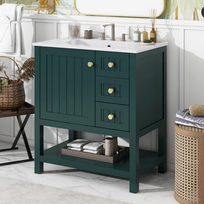 30 Inch Bathroom Vanity with Sink Combo, Bathroom Storage Cabinet With Drawers, Freestanding Bathroom Cabinet Vanity, Bathroom Vanity Combo Set