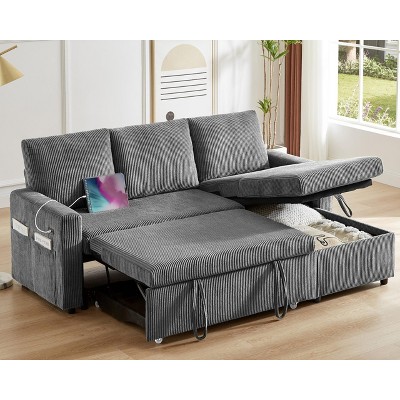 Dyonery 81" Sleeper Sofa Bed with Pull Out Bed L Shaped Couch Sectional Sleeper Sofa