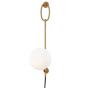 Mitzi Gina 1 - Light Wall Light in  Aged Brass Opal Etched Glass Shade  Shade - 1 of 2